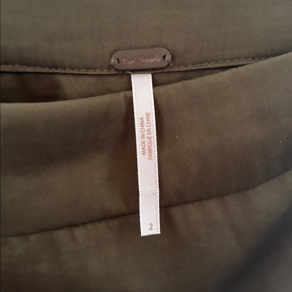 Free People Olive Green Satin Midi Skirt (size 2) - Picture 2 of 5